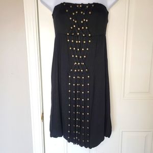 Guess Jeans Black Strapless Studded Club Dress. M
